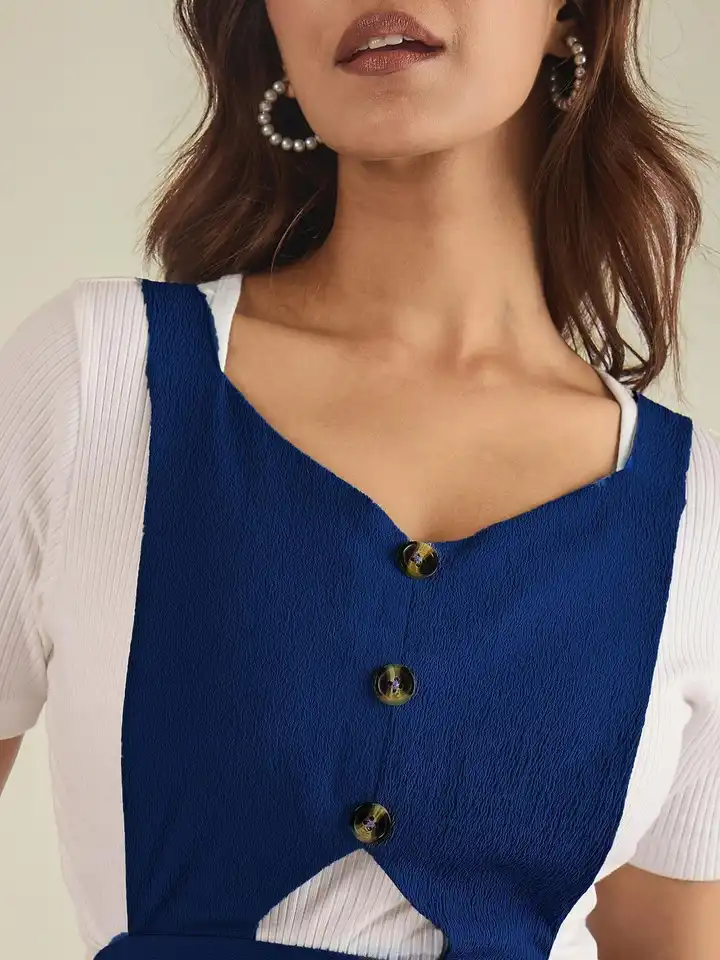 Buy WineRed Women V-Neck Cut-Outs Fit & Flare Pinafore Dress - Dresses for  Women 36215893 | Myntra