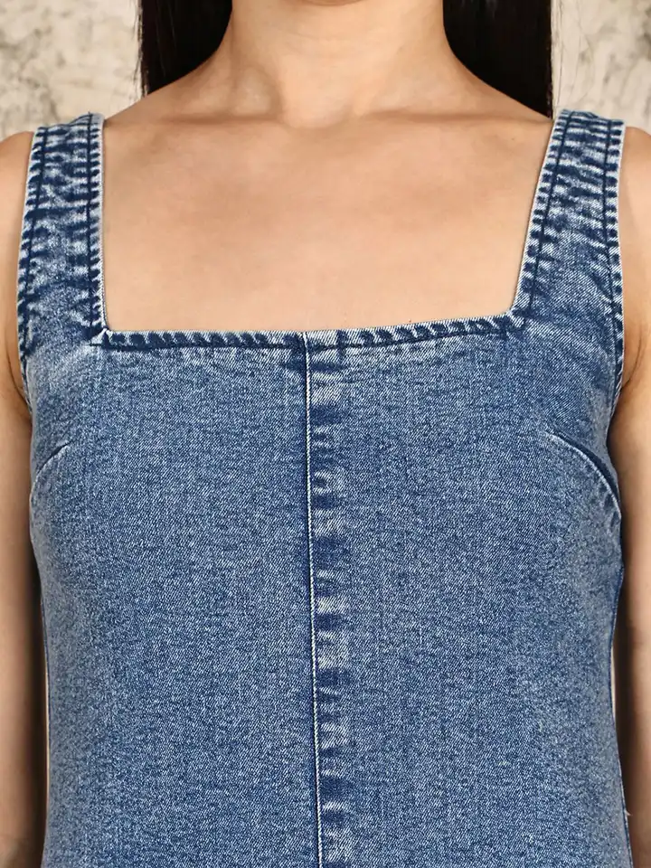 Buy PUELLA Women Sleeveless Denim Bodycon Midi Dress - Dresses for