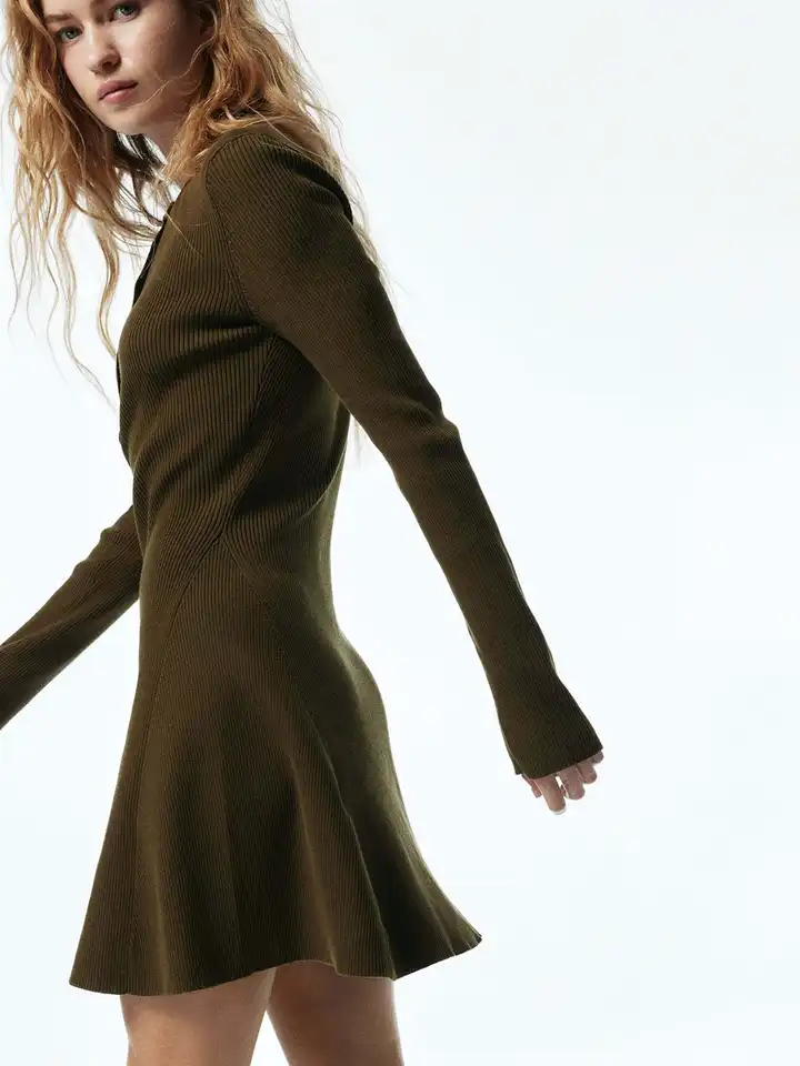 Buy H&M Rib-Knit Flared-Skirt Dress - Dresses for Women 38224593 | Myntra