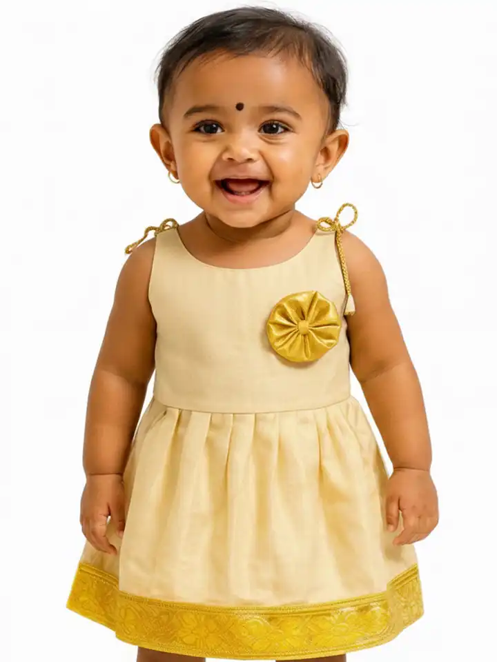Buy BAESD Girls Kerala Kasavu Onam Dress - Dresses for Girls 30621257 |  Myntra
