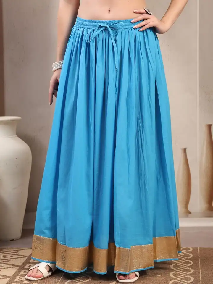 Buy SUNEKH Woven Design Cotton Maxi Flared Skirt - Skirts for