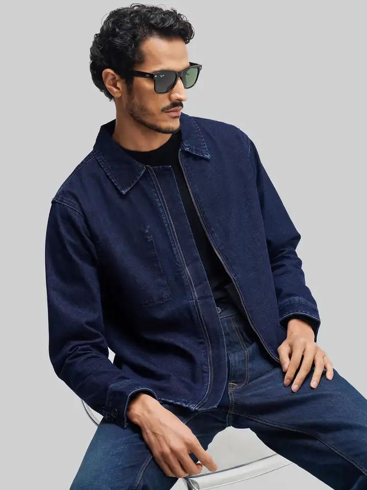 Buy XYXX Men Solid Cotton Denim Zipper jacket - Jackets for Men