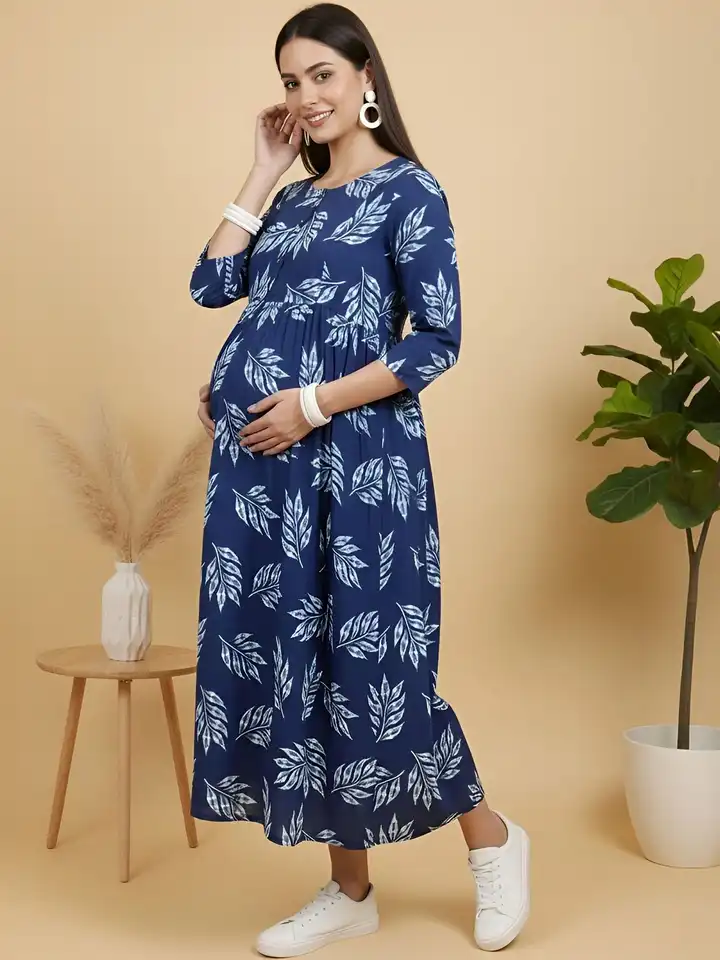Nayo Floral Print Maternity Fit & Flare Maxi Dress(XXL) By Myntra