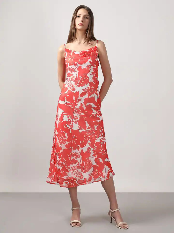 Buy Vero Moda Floral Printed Cowl Neck Fit & Flare Midi Dress - Dresses for  Women 32608753 | Myntra