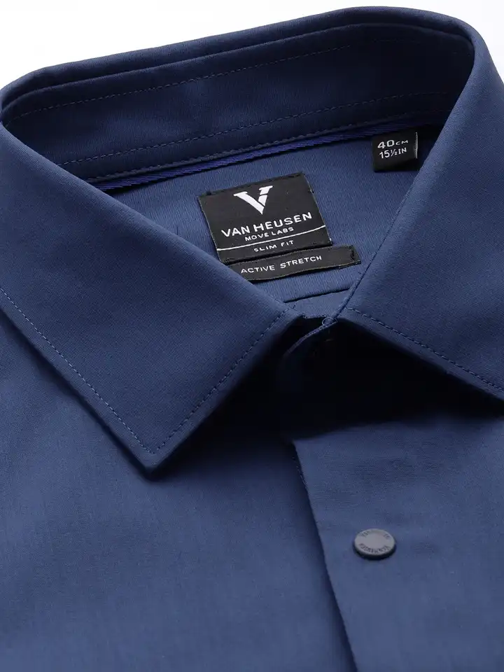 slim fit dress slacks Carmichael Tattersall Shirt Navy Check / Regular / 15.5 main image 0