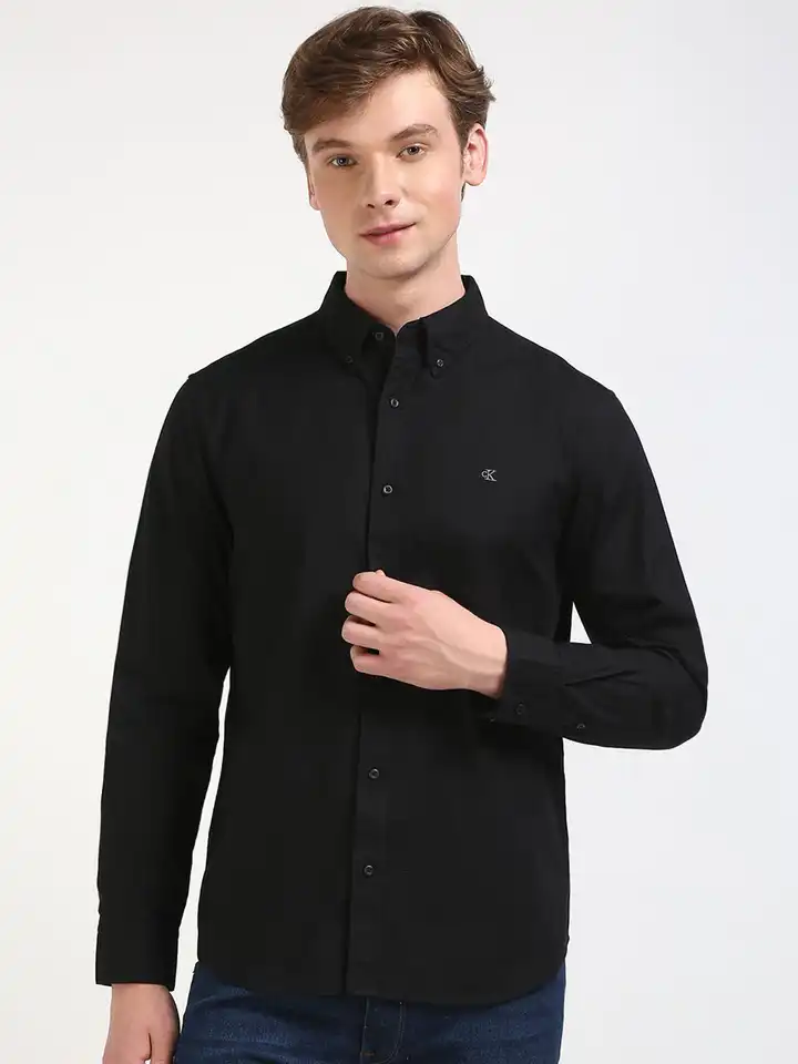 Buy Calvin Klein Jeans Men Button-Down Collar Solid Cotton Casual Shirt -  Shirts for Men 32166450 | Myntra