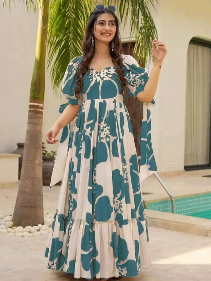 Buy CORSICA Women Floral Print Puff Sleeves Pleated Detail Fit and Flare  Maxi Dress - Dresses for Women 35674931 | Myntra