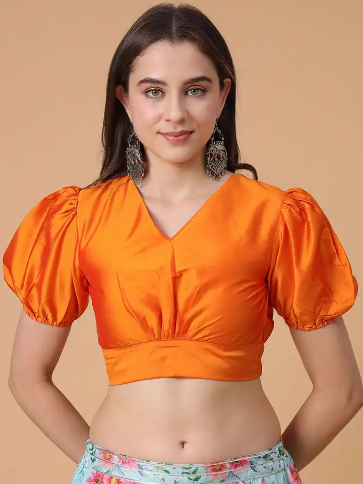 Buy Frolic Rolic Pack Of 2 V-Neck Puff Sleeves Blouse - Saree