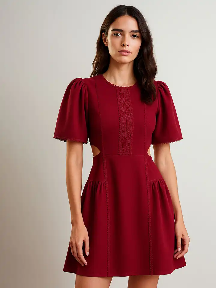 Buy SASSAFRAS Women Cut Out Lace Inserts Flared Sleeve Mini Fit & Flare  Dress - Dresses for Women 35928520 | Myntra