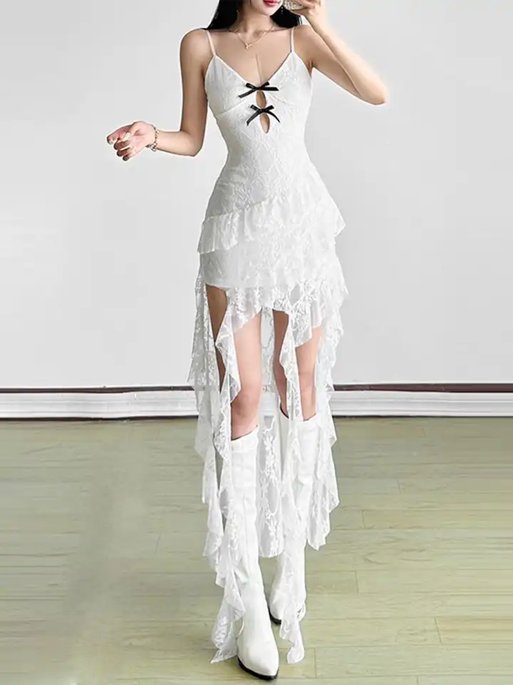 chinese dress ladies Cream Lace Maxi Romper With Belt