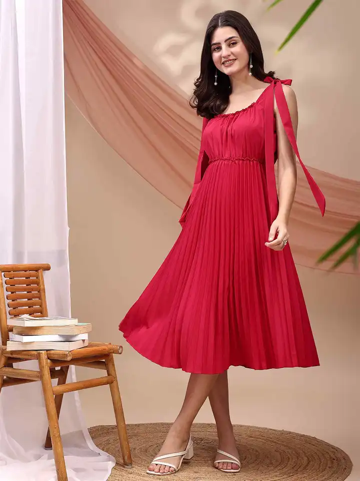 strapless open back dress Shop Red Flare Hem Sleeveless Dress - for Women | OUTZIDR