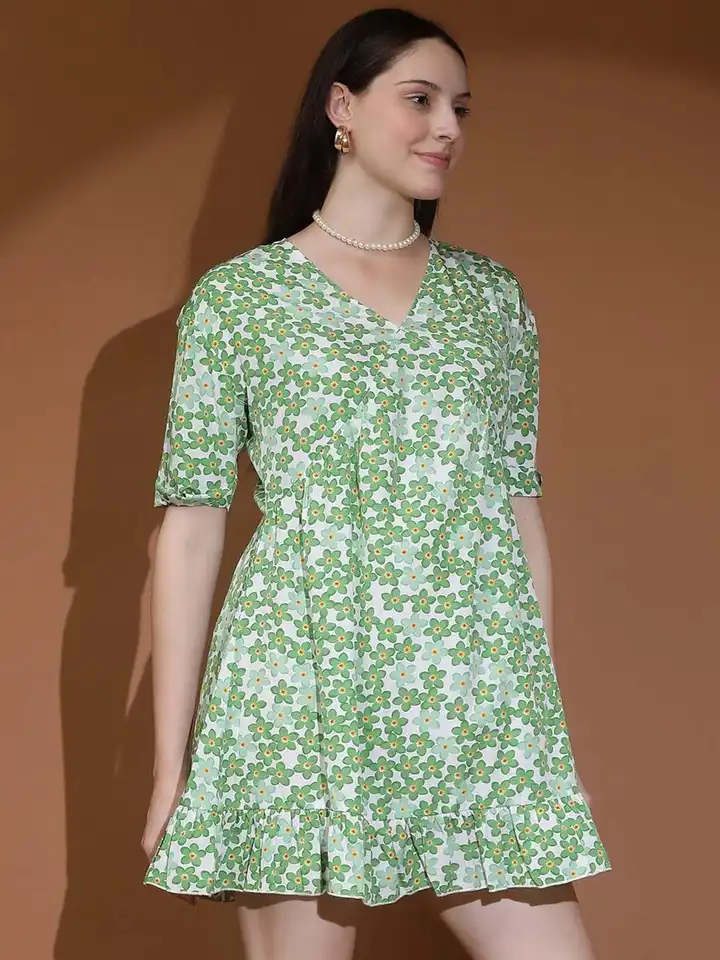 chinese dress ladies DressBerry Printed Tie-Up Net A-Line Dress  Myntra International