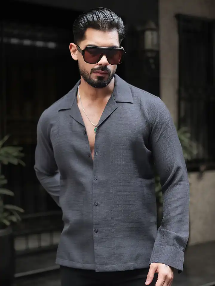 Buy Urban Scissors Comfort Spread Collar Textured Cotton Shirt