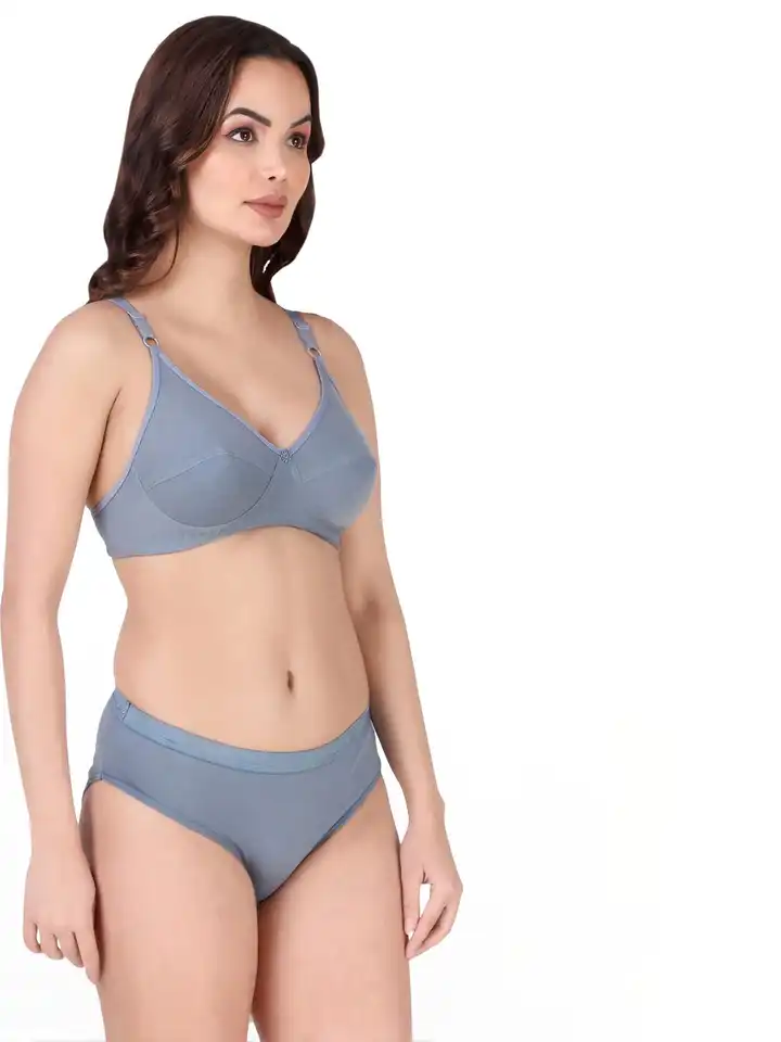 Buy Women Green,Blue Cotton Bra Panty Set for Lingerie ... - Myntra