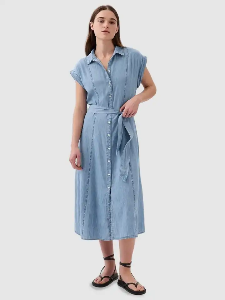 Buy GAP Women Pure Cotton Waist Tie-Up Shirt Midi Dress - Dresses for Women  34801354 | Myntra
