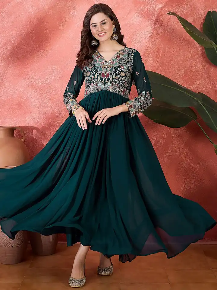 chinese dress ladies Maroon alia cut dress - Nimrat