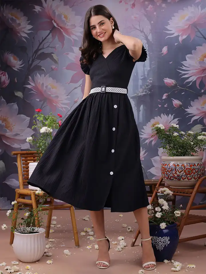 green emerald velvet dress CLOCOR Women's Midi Dress 3/4 Sleeves A-Line Fit and Flare Casual Dress  Cocktail Wedding Guest Party Dress with Pockets Black Red M at Amazon  Women's Clothing store main image 1