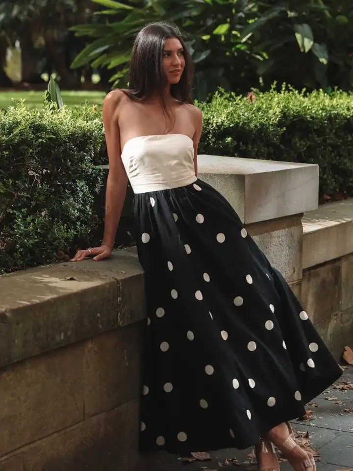 chinese dress ladies Printed Strapless Maxi Dress Multi main image 1