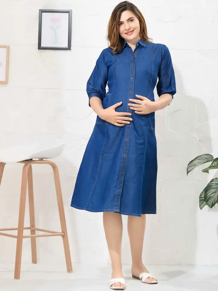 princess polly baby blue dress LYACA Thick Strap Maternity Jeans Dress- Trendyol