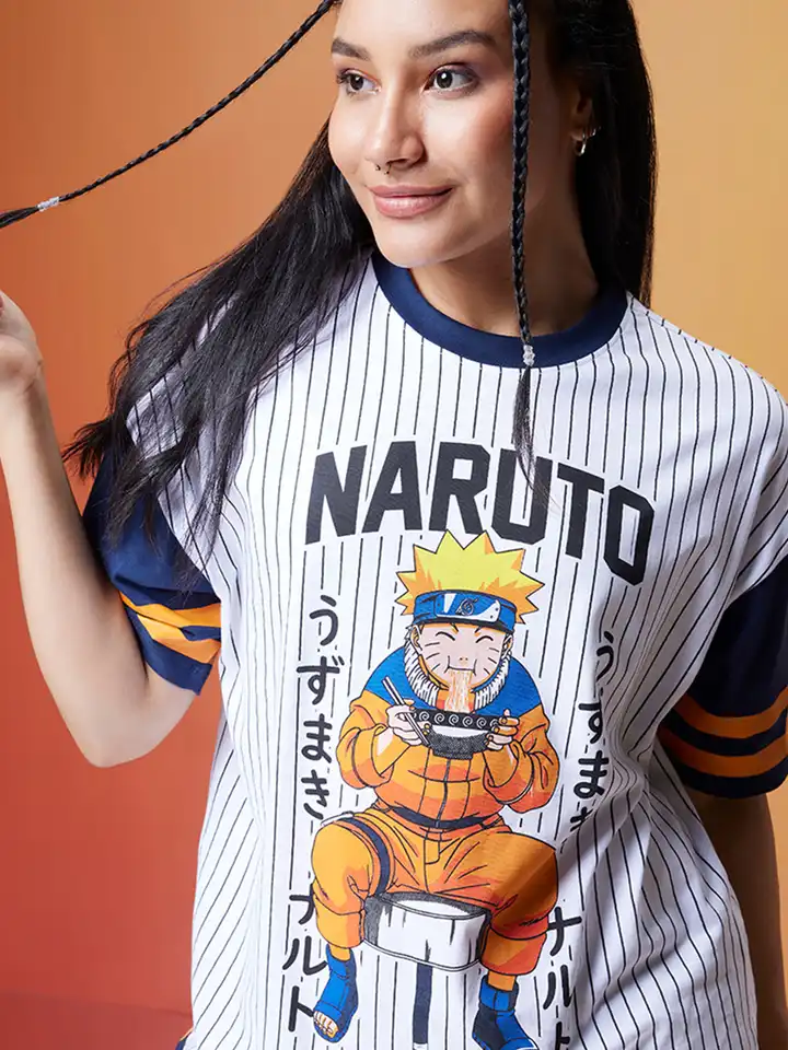 Naruto T-Shirt Donna - Maglietta Ufficiale Pakkun Caracter's - Colore Bianco, Taglia XL, Licenza Ufficiale