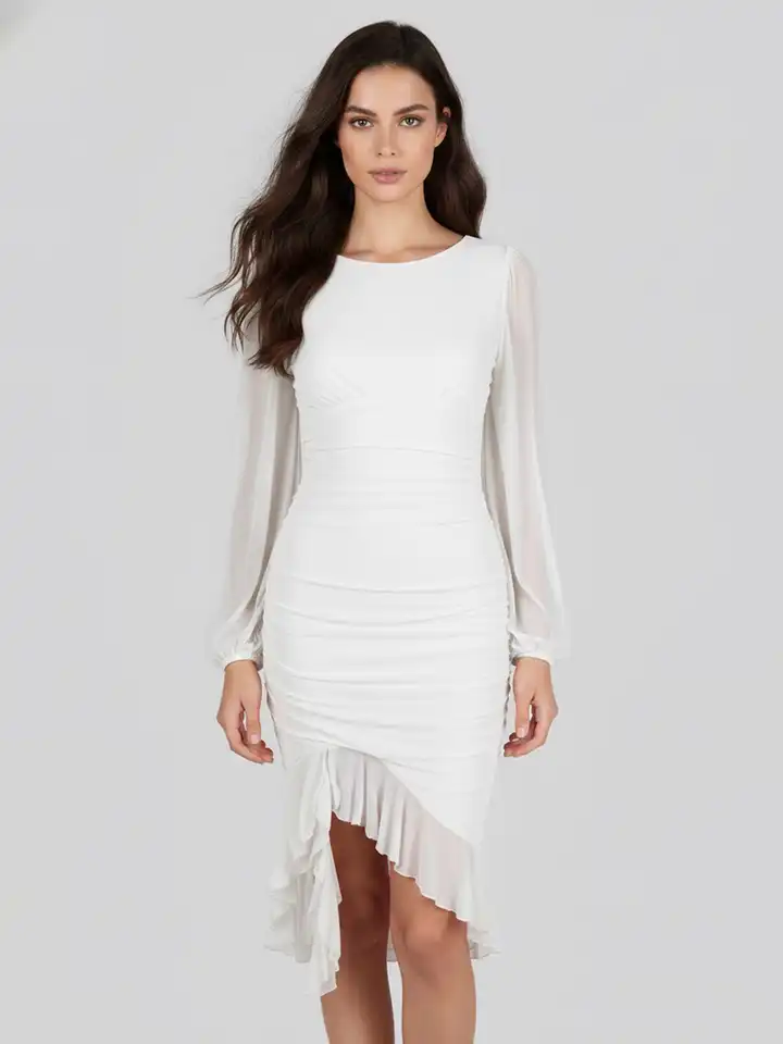 princess polly baby blue dress Womens White Puff Sleeve Dresses main image 0