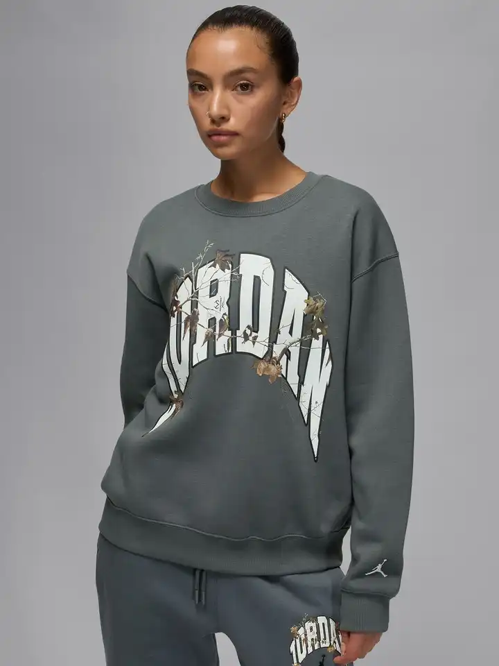 nike fleece printed crew sweatshirt