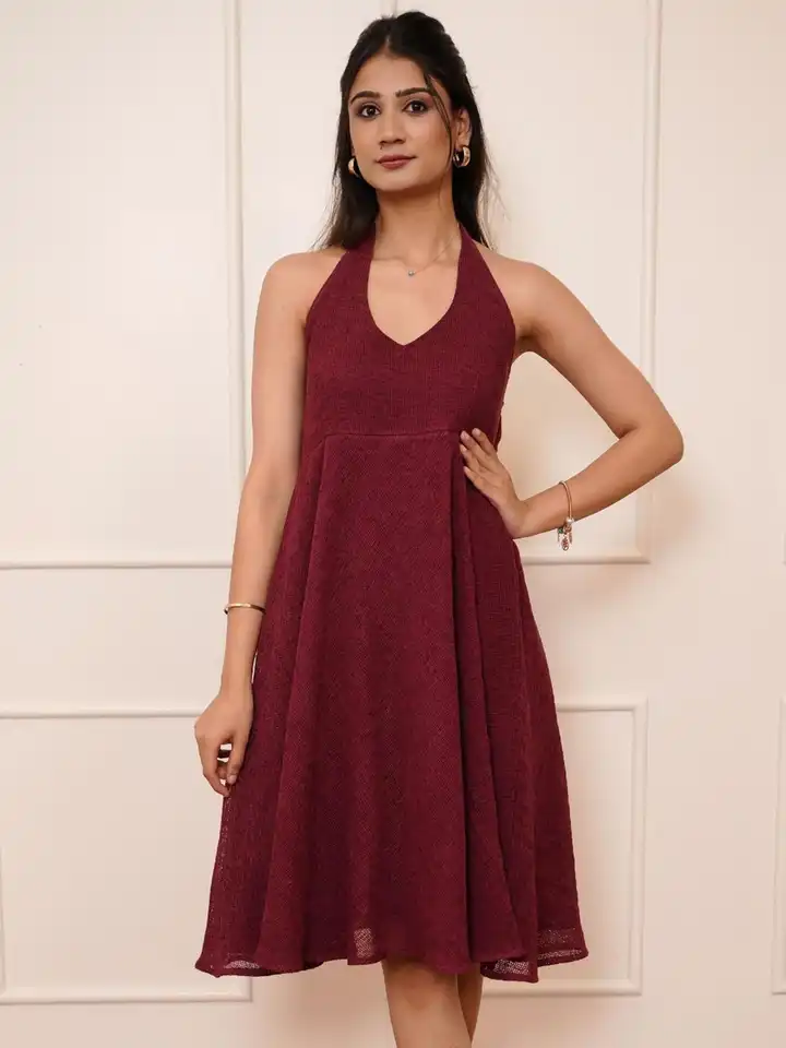 Buy TRUE TONES Women Halter Neck Empire Dress - Dresses for Women 37493945  | Myntra