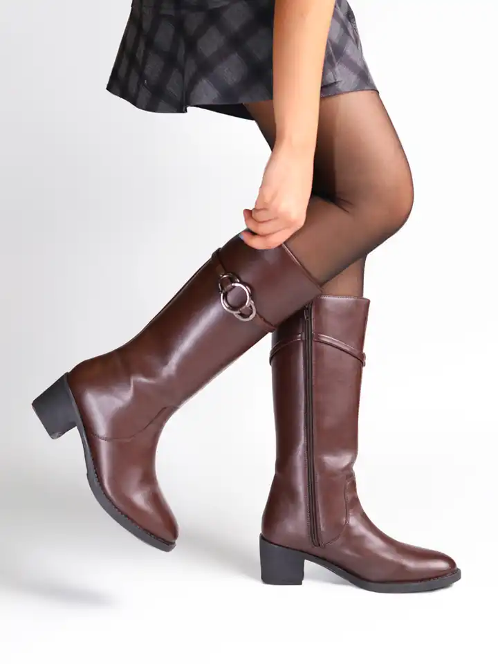 Buy Monrow Women Kinsley Brown Block Heel Boots - Boots for Women