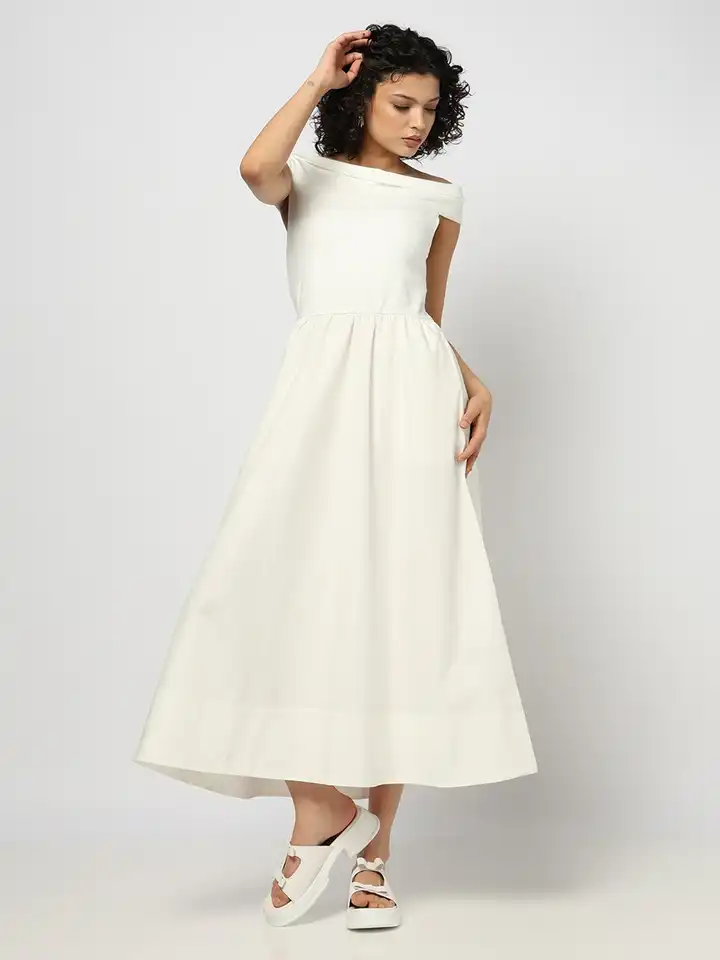 Buy GAP Off-Shoulder Fit & Flare Midi Dress - Dresses for Women 35044073 |  Myntra