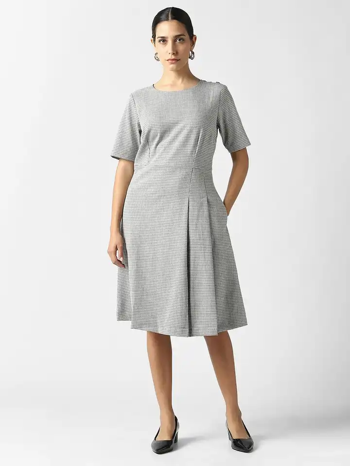 Buy Van Heusen Woman Checked Fit & Flare Formal Dress - Dresses for Women  37687458 | Myntra