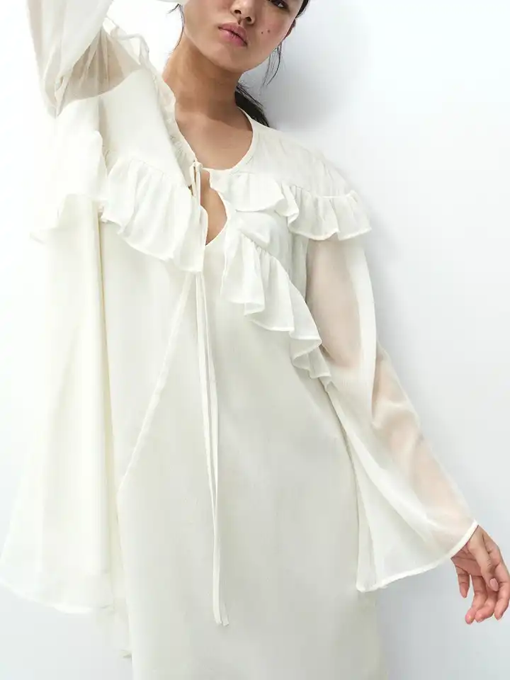 Chiffon Mini Dress White Chiffon Ruffle Dress Buy H&M Frill-Trimmed Chiffon  Tunic Dress Dresses For