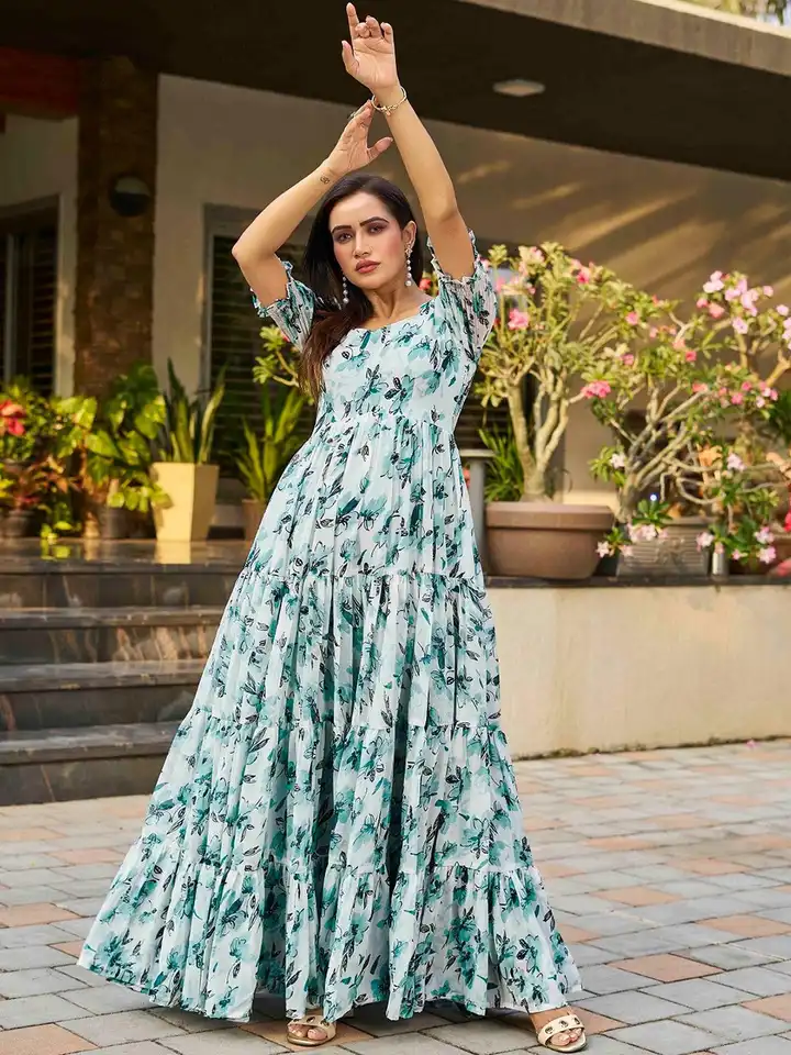 Tight One Ladies Dresses Myntra Two Piece Dress Buy Evaroo Printed V Neck  Maxi Ethnic Dresses