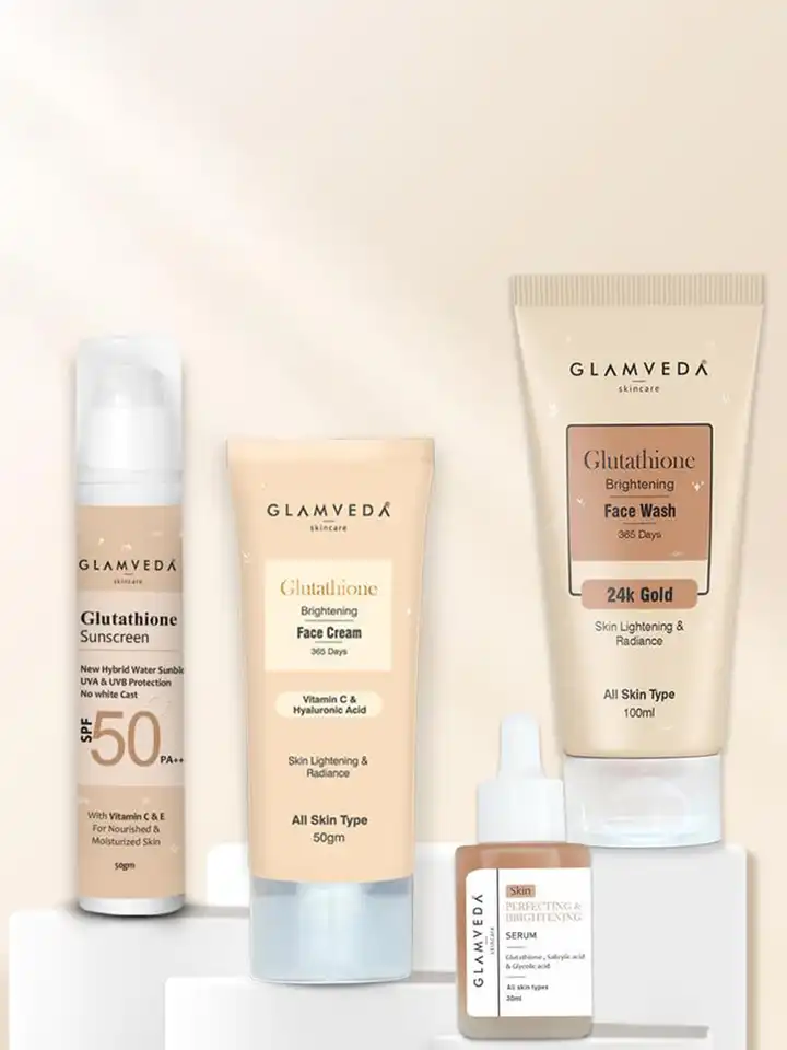 Buy Glamveda Glutathione Skin Brightening 4-Step Skincare Combo Kit - Skin  Care Combo for Women 30215721 | Myntra