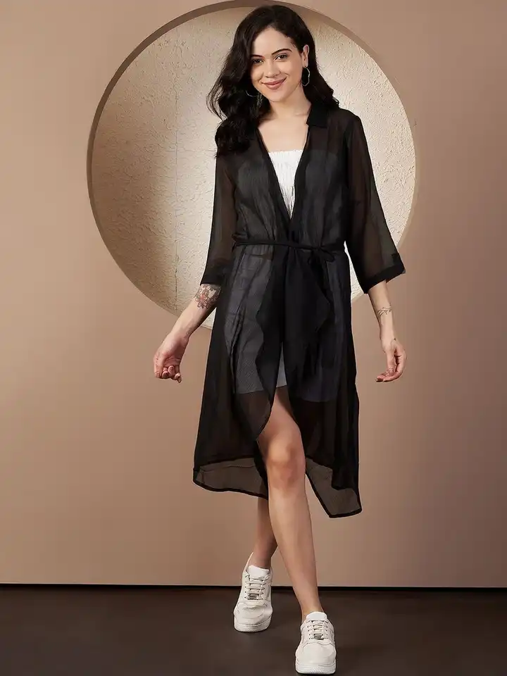 Buy CORSICA Women Women Black Sheer Elegance Chiffon Shrug - Shrug for  Women 37026201 | Myntra