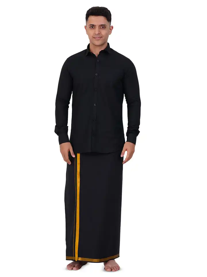 PRAKASAM COTTON Dhoti da uomo in cotone Jari Flexi Size