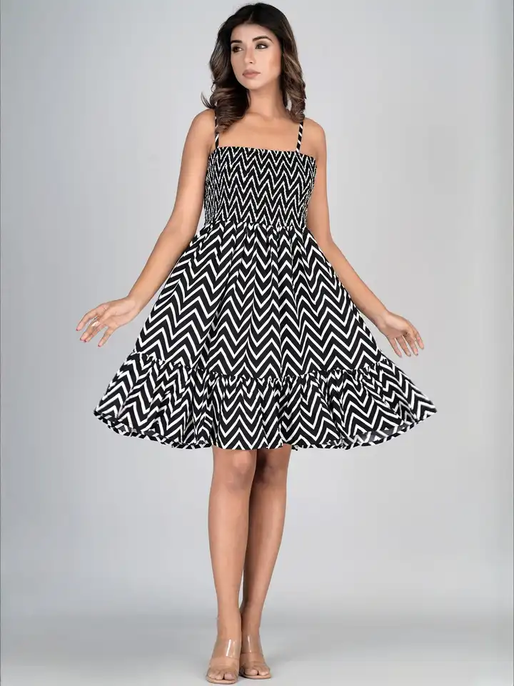 Buy HERE&NOW Chevron Printed Fit & Flare Dress - Dresses for Women 37174028  | Myntra