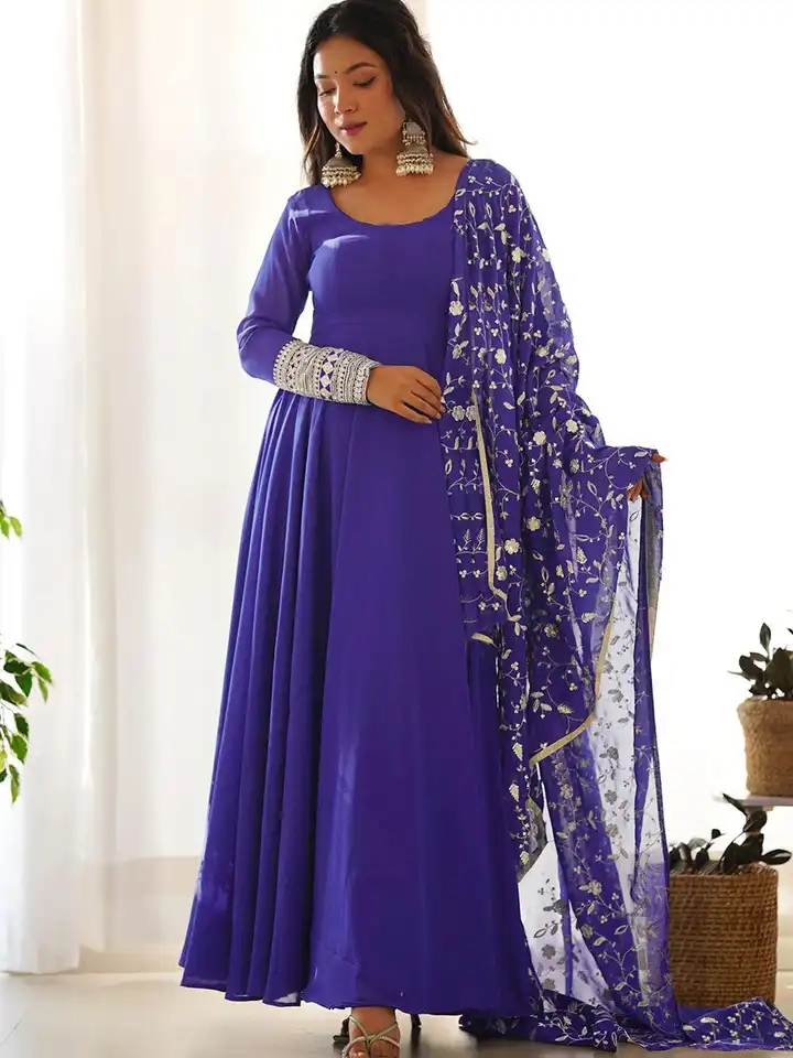 slim fit dress slacks Siya Elegance Dress dori work and hand embroidery.  Mohi fashion