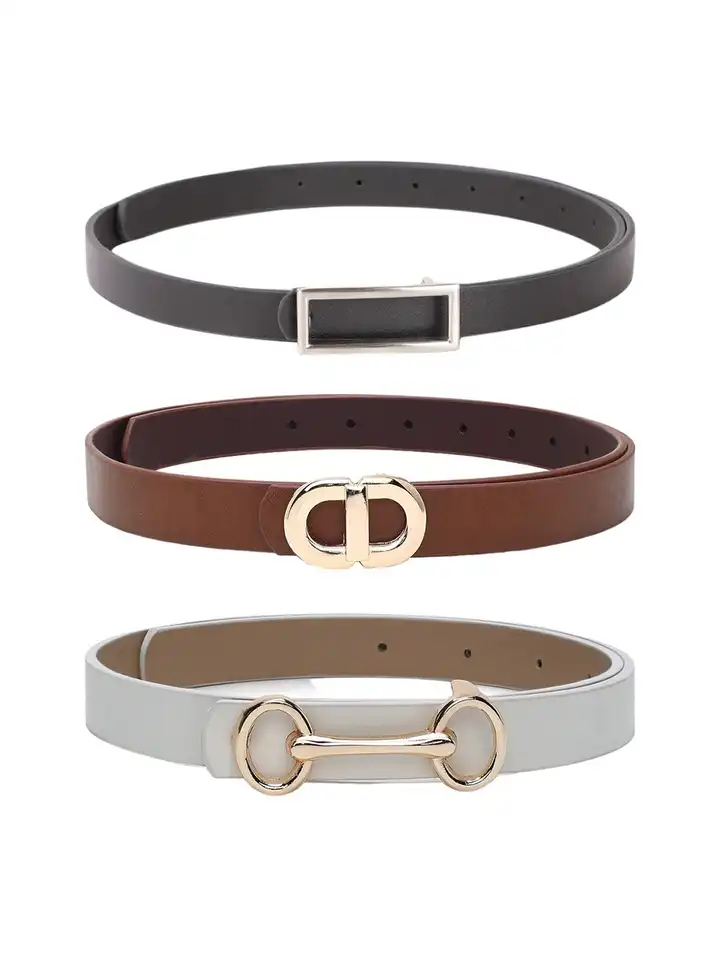 Buy CRUSSET Women Set of 3 Slim Belts - Belts for Women  display picture 2