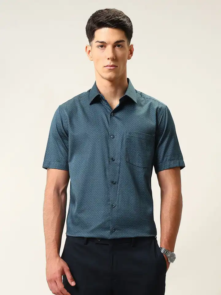 slim fit dress slacks Men's Cotton Blend Dress Shirt Regular Fit in Royal Blue 19-19 ½ 34/35 / Royal Blue main image 0