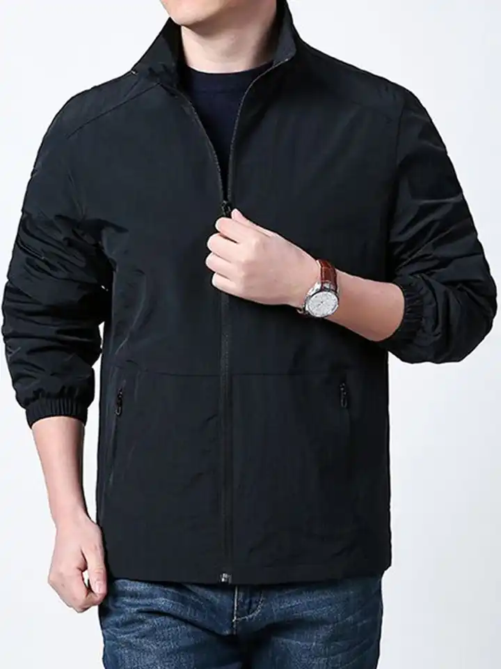 Buy StyleCast x Revolte Men Mock Collar Solid Windcheater Tailored