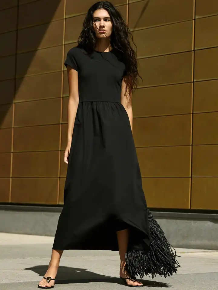 chinese dress ladies H&M Black Knitted Maxi Dress