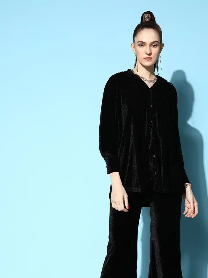 新品　lohen Velvet Shirt Blousom Buy Maroon Silk Velvet Shirt & Pants by Designer KORA Online at