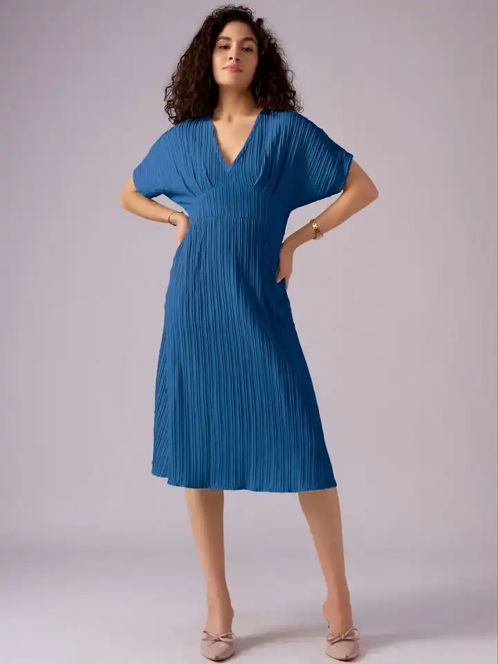 Buy AASK Kimono Sleeve Crepe A-Line Midi Dress - Dresses for Women 39774985  | Myntra