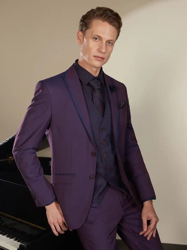 green emerald velvet dress Purple Patterned Dress Shirt main image 0