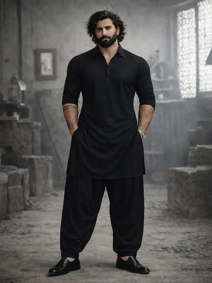 Buy VASTRAMAY Men Solid Black Pathani Kurta with Patiala Set - Kurta Sets  for Men 31804915 | Myntra