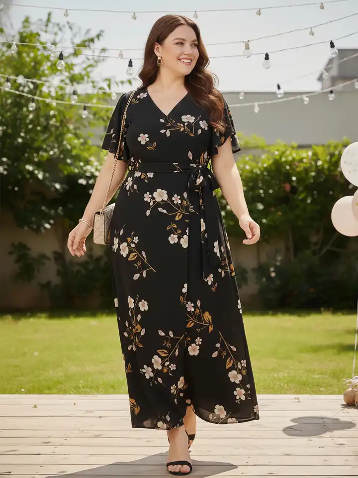fitted lace wedding dress Veronica Beard Akara Silk Maxi Dress | Black Multi main image 1