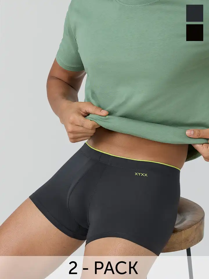 Buy XYXX Men Solid Pack Of 2 Uno IntelliSoft Micro Modal Trunk