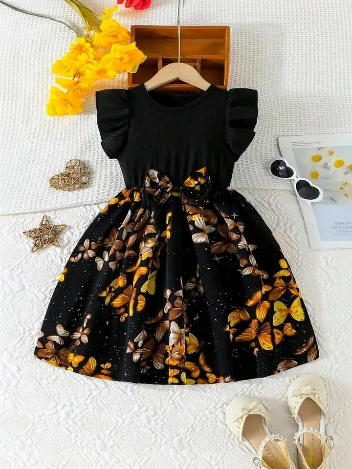 Buy BAESD Print Flutter Sleeve Fit & Flare Dress - Dresses for Girls  40932416 | Myntra