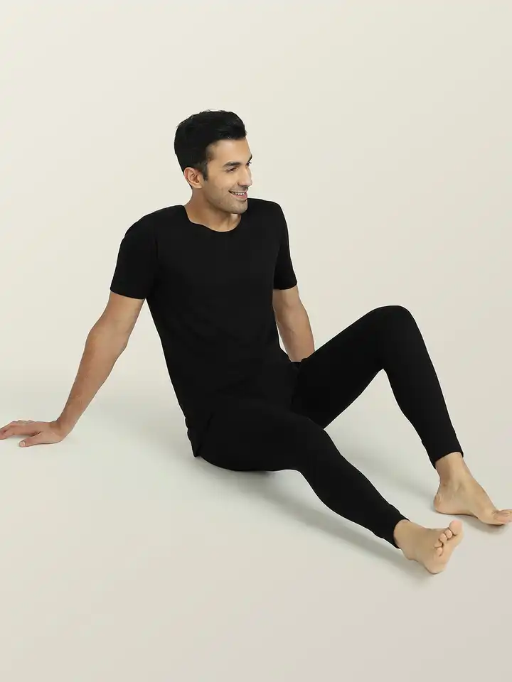 Buy XYXX Men Black Black Alpine Cotton Rich Thermal Set - Thermal