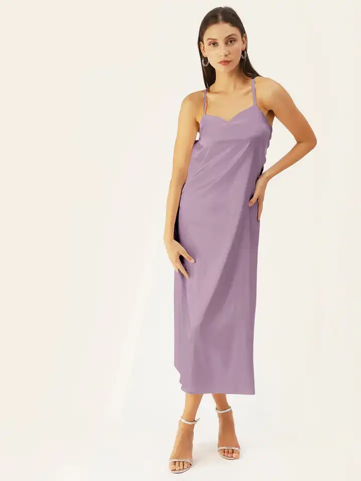 Buy DressBerry Women Lavender Solid Satin A-Line Midi Dress - Dresses for  Women 20450524 | Myntra